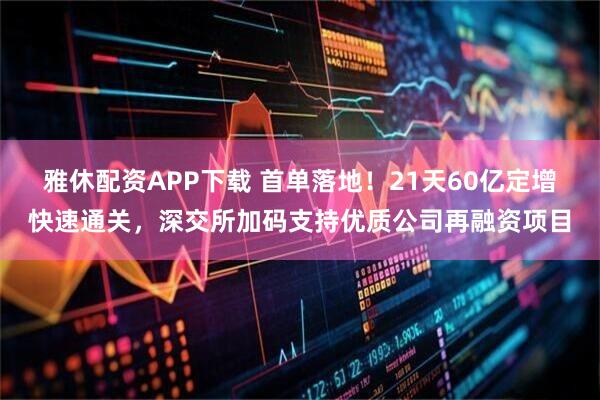 雅休配资APP下载 首单落地！21天60亿定增快速通关，深交所加码支持优质公司再融资项目