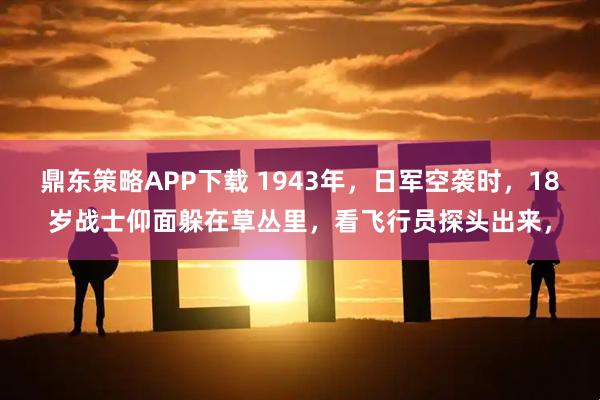 鼎东策略APP下载 1943年，日军空袭时，18岁战士仰面躲在草丛里，看飞行员探头出来，
